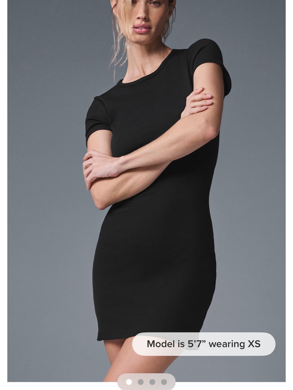 Alo Goddess Ribbed Short Sleeve Dress